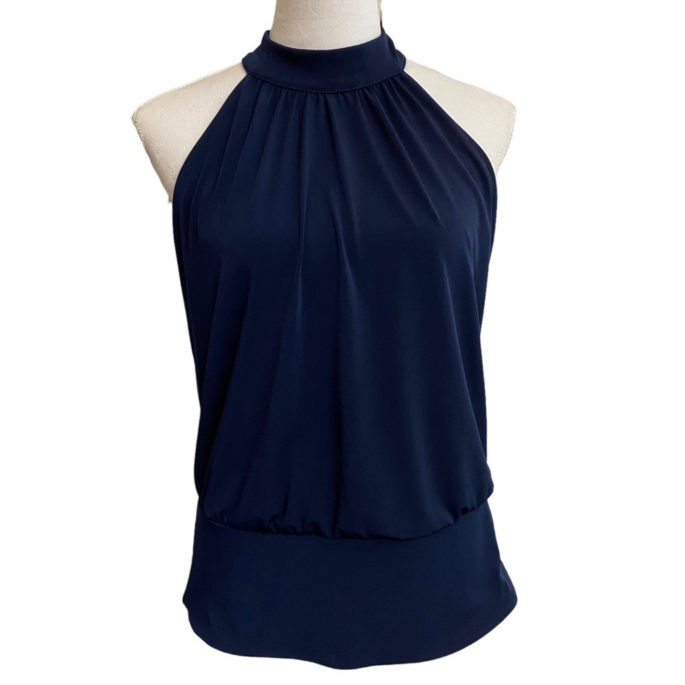 Boston Proper Halter Banded Bottom Mock Neck Knit Top